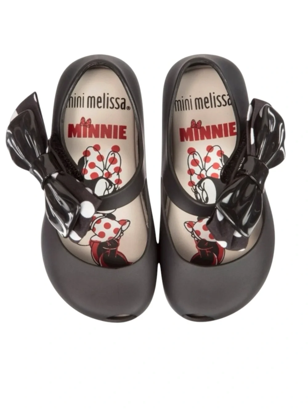 Mini Melissa 𖠌 Minnie Mouse Disney Ultra Bow Jelly Flat Shoes 𖠌 Black 𖠌 Girls 10